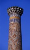 The Registan contains three madrasahs (schools), the Ulugh Beg Madrasah (1417–1420), Tilya-Kori Madrasah (1646–1660) and the Sher-Dor Madrasah (1619–1636).<br/><br/>

In the 17th century the ruler of Samarkand Yalangtush Bakhodur ordered the construction of the Sher-Dor and Tillya-Kori madrasahs. The Sher-Dor (Having Tigers) Madrasah was designed by architect Abdujabor. The decoration of the madrasah is not as refined as that found on 15th century architecture, Samarkand's 'golden age'.